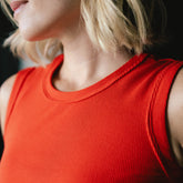 Cotton Rib High Neck Tank, Poppy