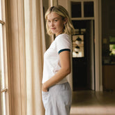 Ringer Tee, White/Navy