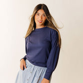 Serena Top, Navy Rib