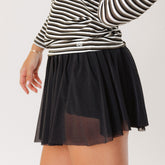 Mesh Tennis Skirt, Black