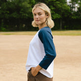 Baseball Tee, White/Navy