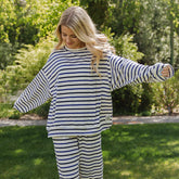 Oversized Jersey Crew, Royal Stripe