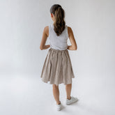 Pleated Skirt, Brown and White Stripe