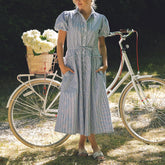 Abigail Dress, Navy Seersucker
