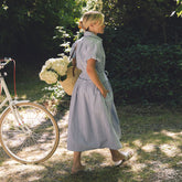 Abigail Dress, Navy Seersucker