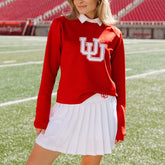 Utah Embroidered Neo Crew, Let's Go U Crimson