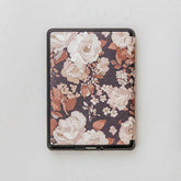 Floral-patterned tablet case on a white background
