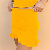 Golden Terry High-Waisted Swim Skirt