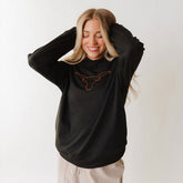 Texas Embroidered City Pullover, Black