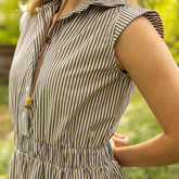 Eden Dress, Navy Stripe