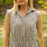 Eden Dress, Navy Stripe