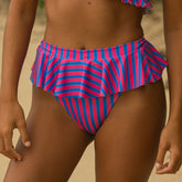 Berry Stripe Peplum Bikini Bottoms