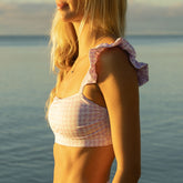 Lavender Houndstooth Bella Crop Top