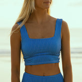 Royal Pinstripe Olivia Swim Crop