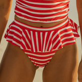 Red/White Stripe Peplum Bikini Bottoms