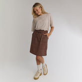 The Away Skirt, Brown/Cream Windowpane