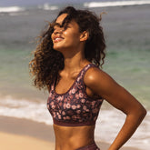 Bleacher Swim Crop, Walnut Micro Floral