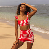 Red/White Stripe Bella Crop Top