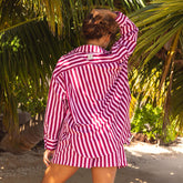 Kimber Button Down, Cranberry Stripe
