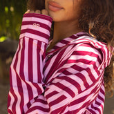 Kimber Button Down, Cranberry Stripe