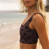Black Cocoa Dot Olivia Swim Crop