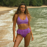 Berry Stripe Peplum Bikini Bottoms