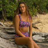 Berry Micro Floral Bella Crop Top