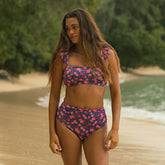 Berry Micro Floral Ruched Midi Bottoms