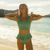 Kiwi Stripe Olivia Swim Crop