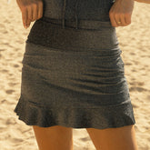 Black Sparkle High-Waisted Swim Skirt