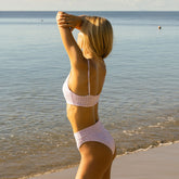 Rise Bikini Top, Lavender Houndstooth