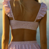 Lavender Houndstooth Bella Crop Top