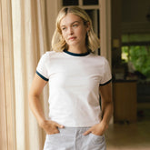 Ringer Tee, White/Navy