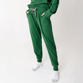 Womens pajama set green with jogger pants and sweatshirt