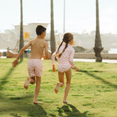 Pink Check Jr. Swim Trunks