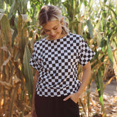 Boss Tee, Black and White Check