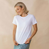Ribbed Basic Crew Neck Tee, White