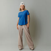 Ribbed Basic Crew Neck Tee, Cobalt