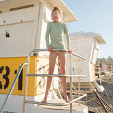 Mini Rash Guard and Shorts Set, Sage Stripe