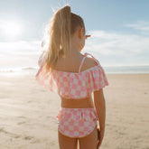 Mini Wave Two-Piece Set, Pink Check