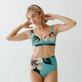 Deep V Bikini Top, Turquoise Rica