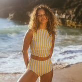 Lemon Stripe High-Waisted Bottoms