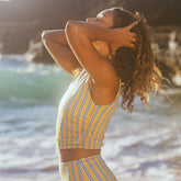 Ruched Crop Top, Lemon Stripe