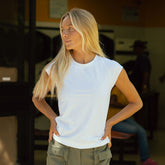 Cap Sleeve Ribbed Tee, White