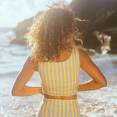 Ruched Crop Top, Lemon Stripe