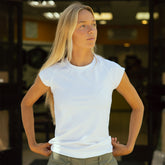 Cap Sleeve Ribbed Tee, White