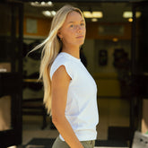 Cap Sleeve Ribbed Tee, White