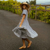Arroyo Dress, Navy Gingham