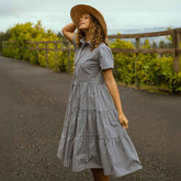 Arroyo Dress, Navy Gingham