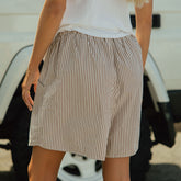 Harvest Shorts, Brown and White Stripe